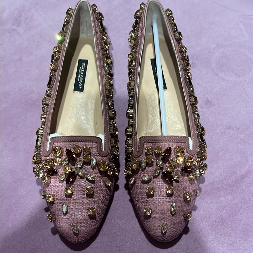 Dolce and Gabbana Embellished Pink Flats